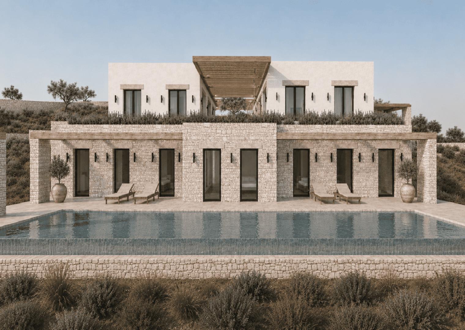 Cyclades Villa, cycladic architecture, vacation villa
